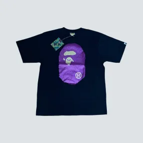 A Bathing Ape Glitter Logo Short Sleeve T-shirt with tags Black and Purple Gold label