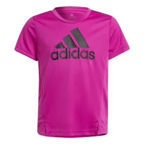 adidas Big Logo Tee - Girls - Sonic Fuchsia/Black