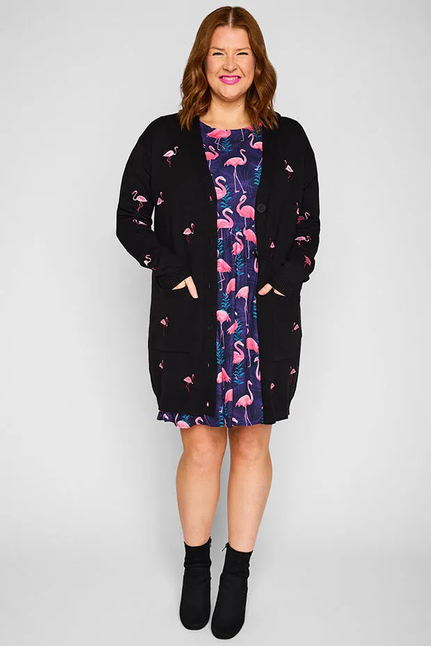 Angela Black Flamingo Cardi