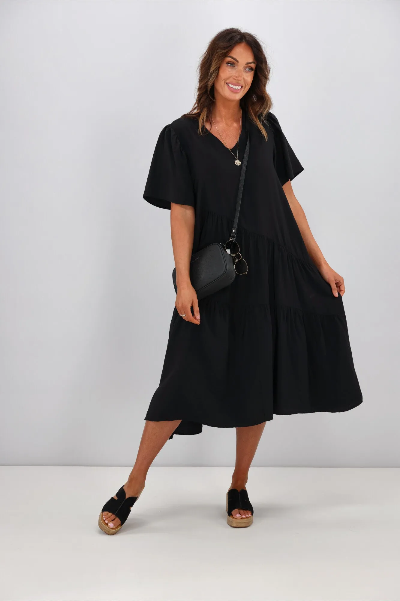 Betty Basics Florence Tiered Dress Black