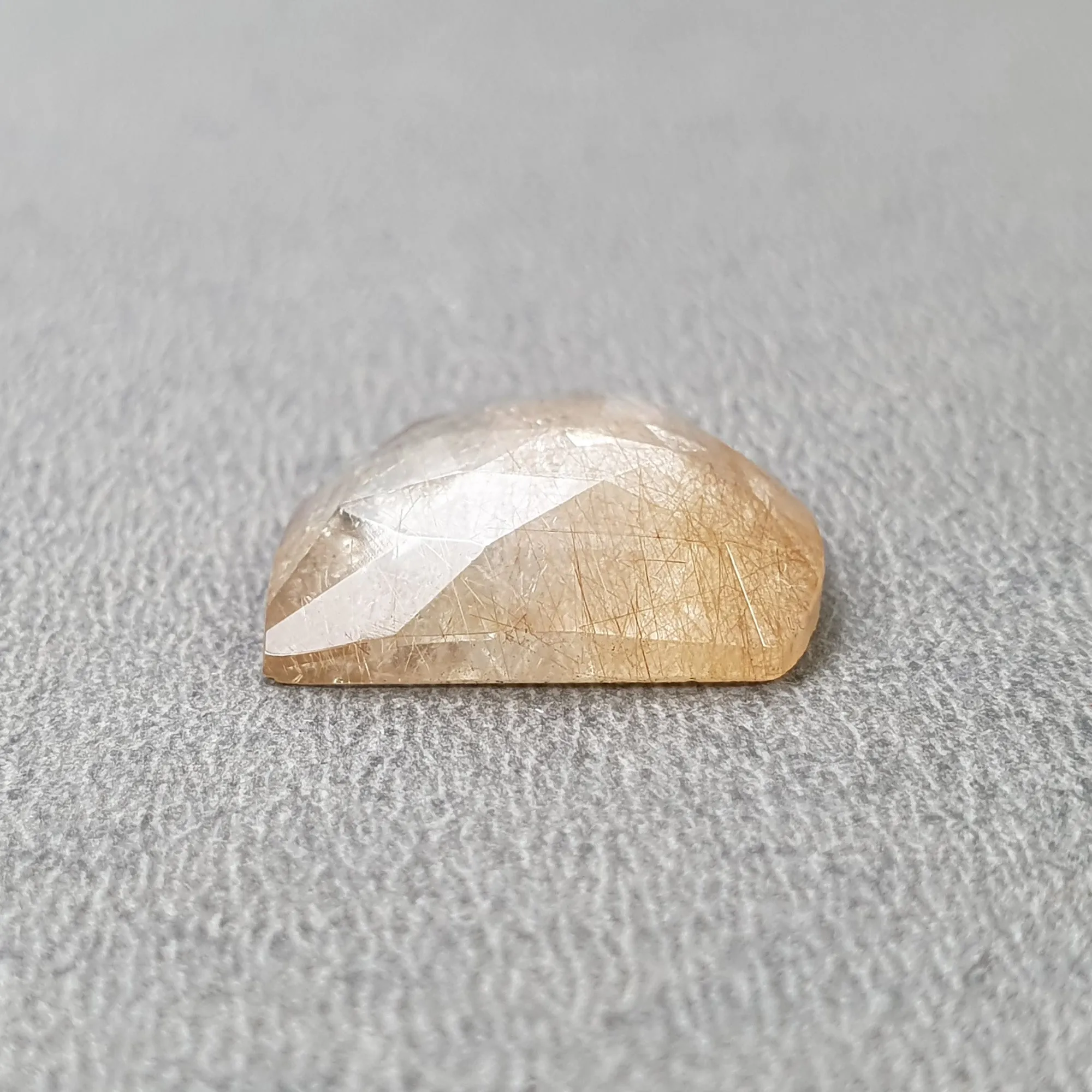 BROWN RUTILE Quartz Gemstone Rose Cut : 9.10cts Natural Untreated Unheated Rutile Uneven Shape 16mm (With Video)