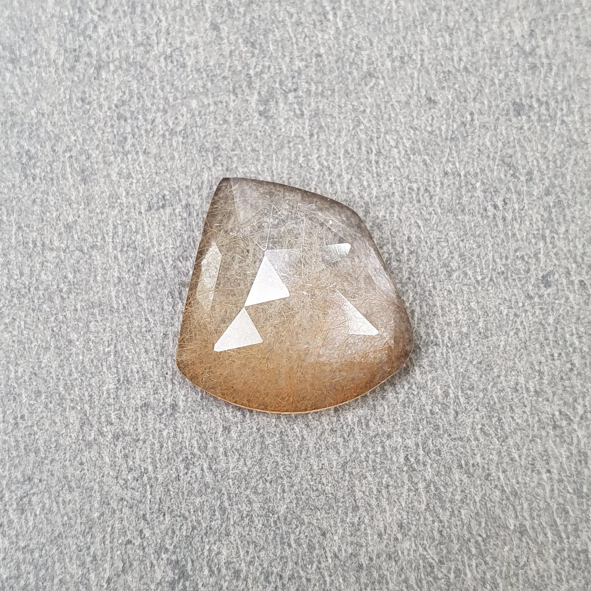 BROWN RUTILE Quartz Gemstone Rose Cut : 9.10cts Natural Untreated Unheated Rutile Uneven Shape 16mm (With Video)