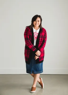 Buffalo Check Plaid Open Front Cardigan - FINAL SALE