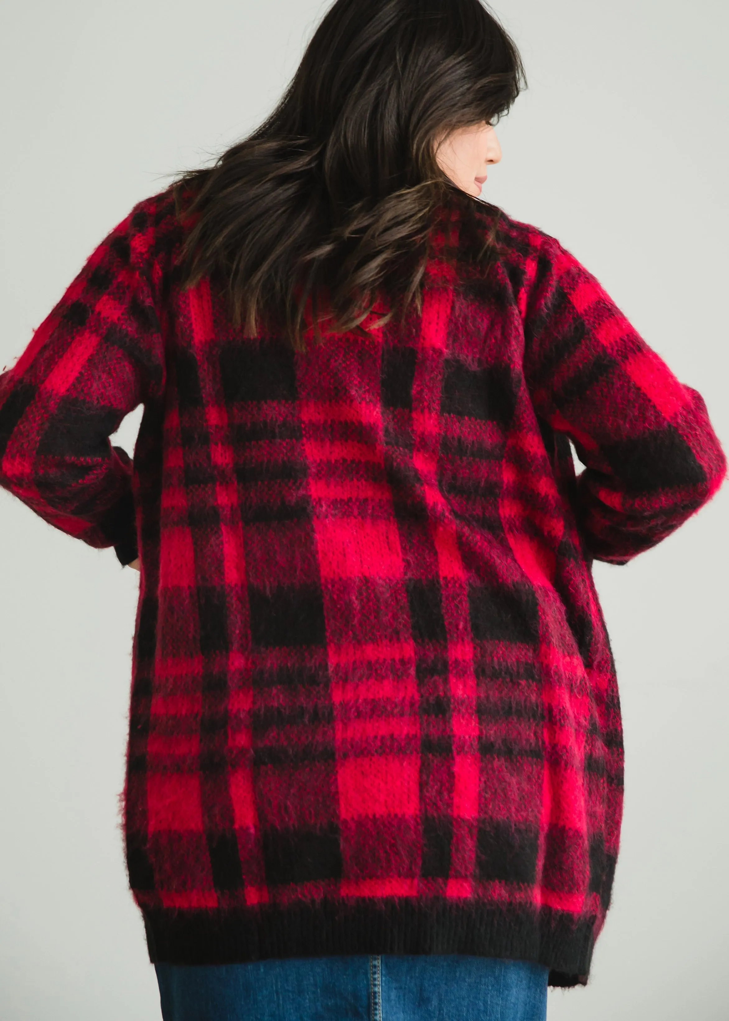 Buffalo Check Plaid Open Front Cardigan - FINAL SALE