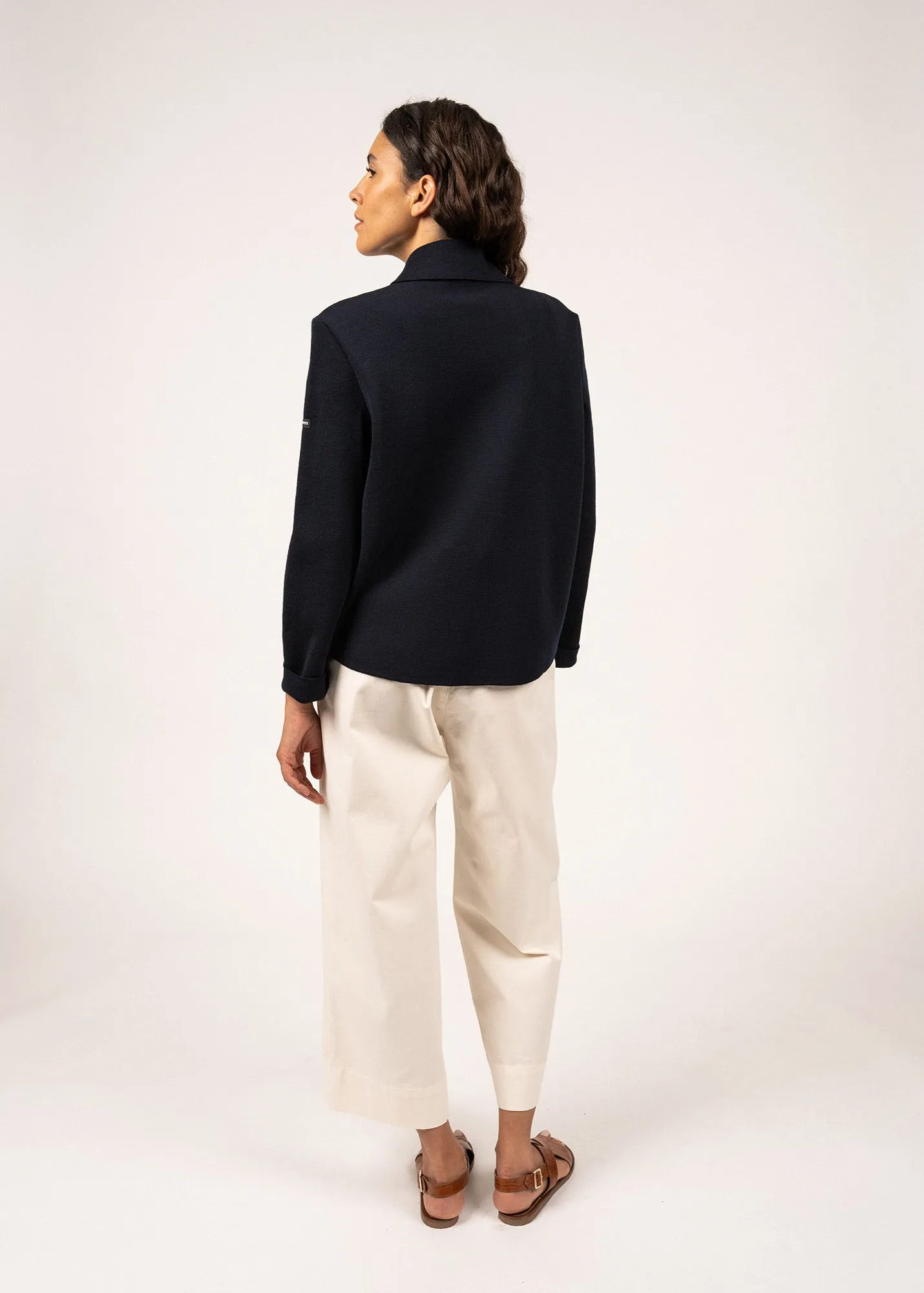 CROZON - Workwear-style Ponte Knit Jacket for Women| 100% Wool (NAVY)