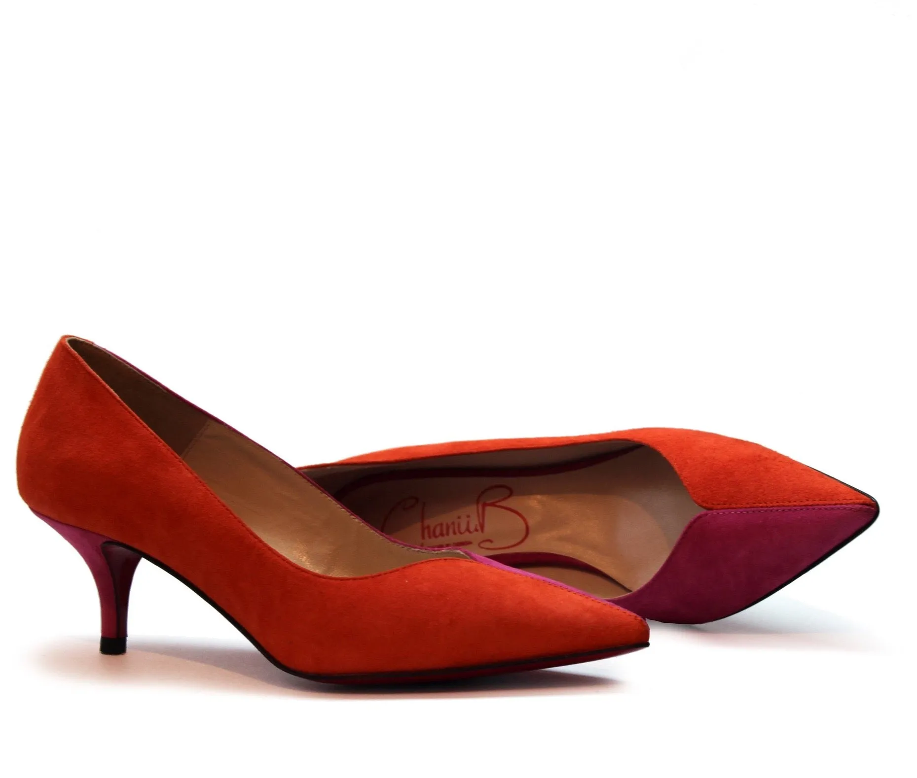 Cruella - Fuchsia/Orange kitten heel