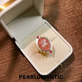 [Designer's Choice] Cameo & MOP Unicorn Design Adjustable Ring w/ S925