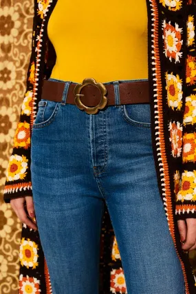 Dreams Brown Daisy Flower Belt