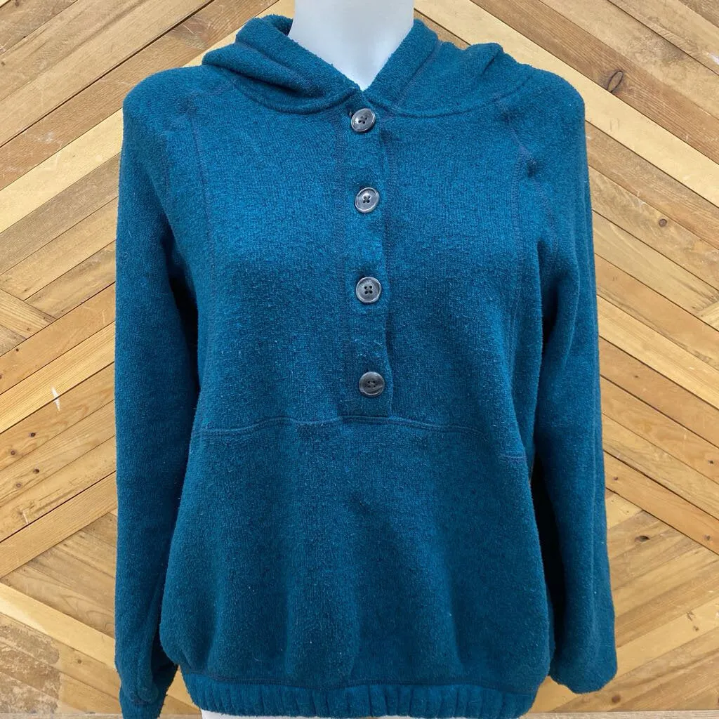 Eddie Bauer - Women's 1/2-Button Hooded Fleece Sweater - MSRP comp $100: Teal Blue-women-SM