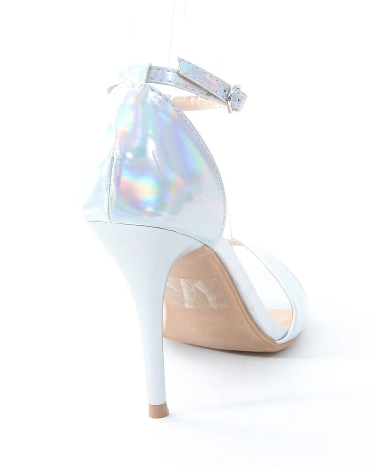 Elegant-1 Hologram Open Toe Ankle Strap Heel Sandals