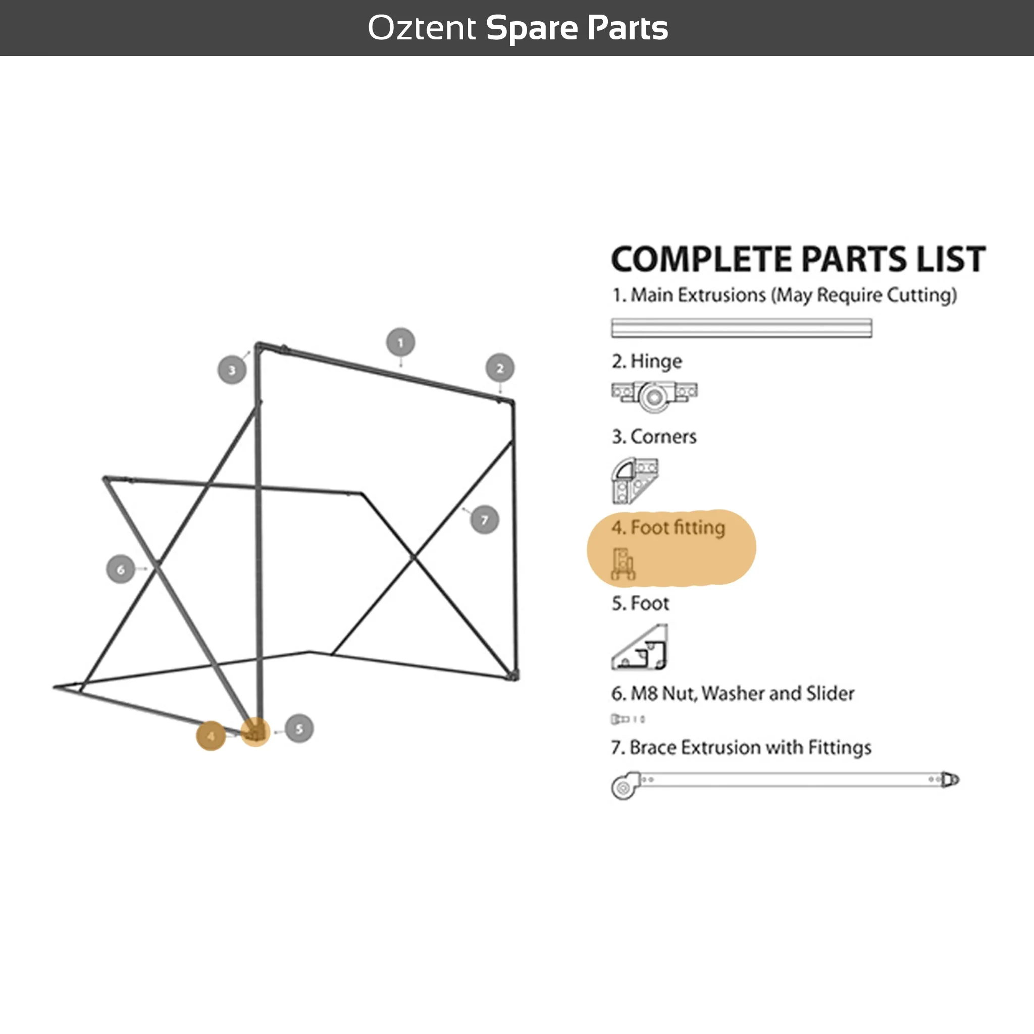 Foot Fitting (2 pack) - Oztent Spare Part #4