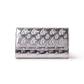 GLAM-AHOLIC MONOGRAM TRAVEL WALLET METALLIC SILVER