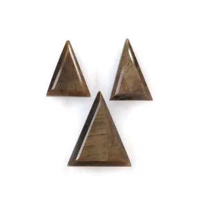 Golden Brown CHOCOLATE SAPPHIRE Gemstone Normal Cut: 22.00cts Natural Untreated Unheated Triangle Shape 15*11mm -19.5*16mm 3pcs (With Video)