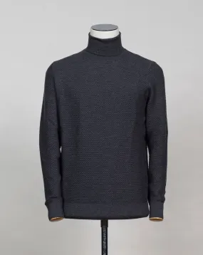 Gran Sasso Merino Honey Comb Roll Neck / Charcoal