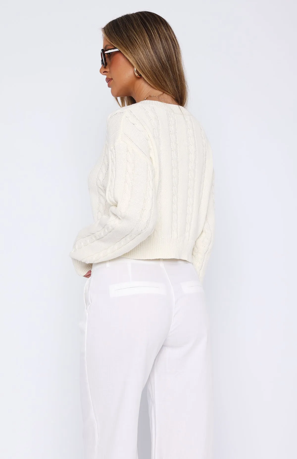 Looking For Love Cropped Knit Sweater Cream