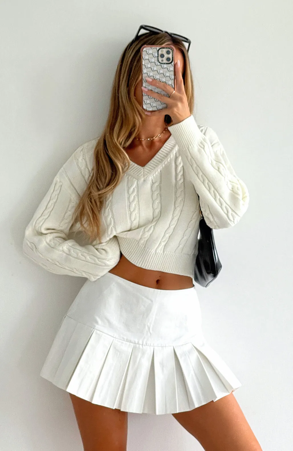 Looking For Love Cropped Knit Sweater Cream