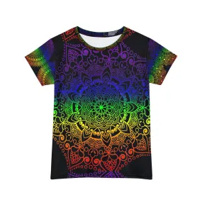 Mandala Handmade Rainbow Design Women's Short Sleeve Shirt