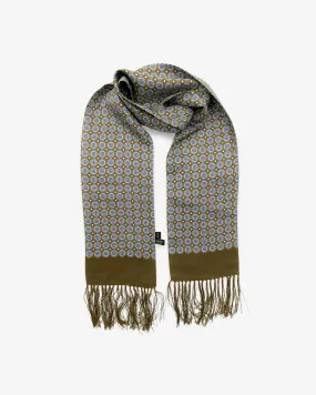 Men's Silk Aviator Scarf in Geometric Pattern - The Bellingham Aviator