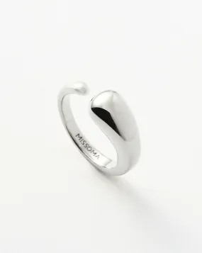 Molten Asymmetric Open Ring | Silver Plated