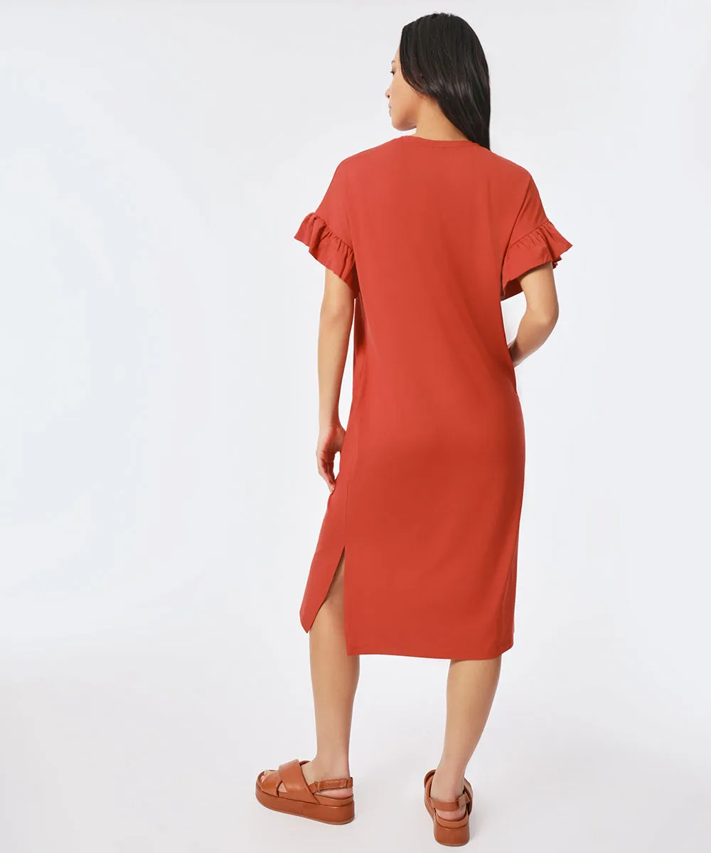 Nali Ruffle Sleeve Midi Dress