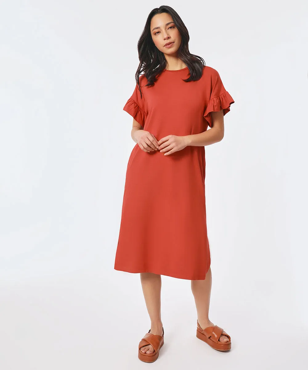 Nali Ruffle Sleeve Midi Dress