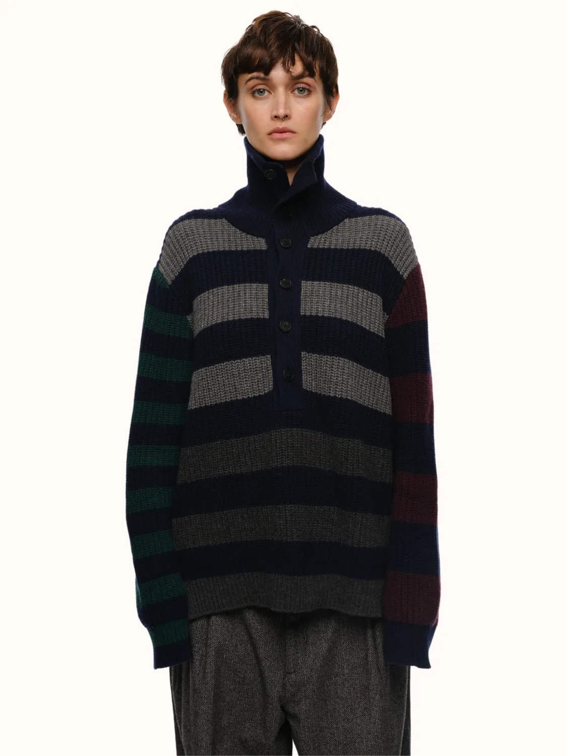 Parker Button Front Sweater in Recycled Cashmere & Recycled Wool