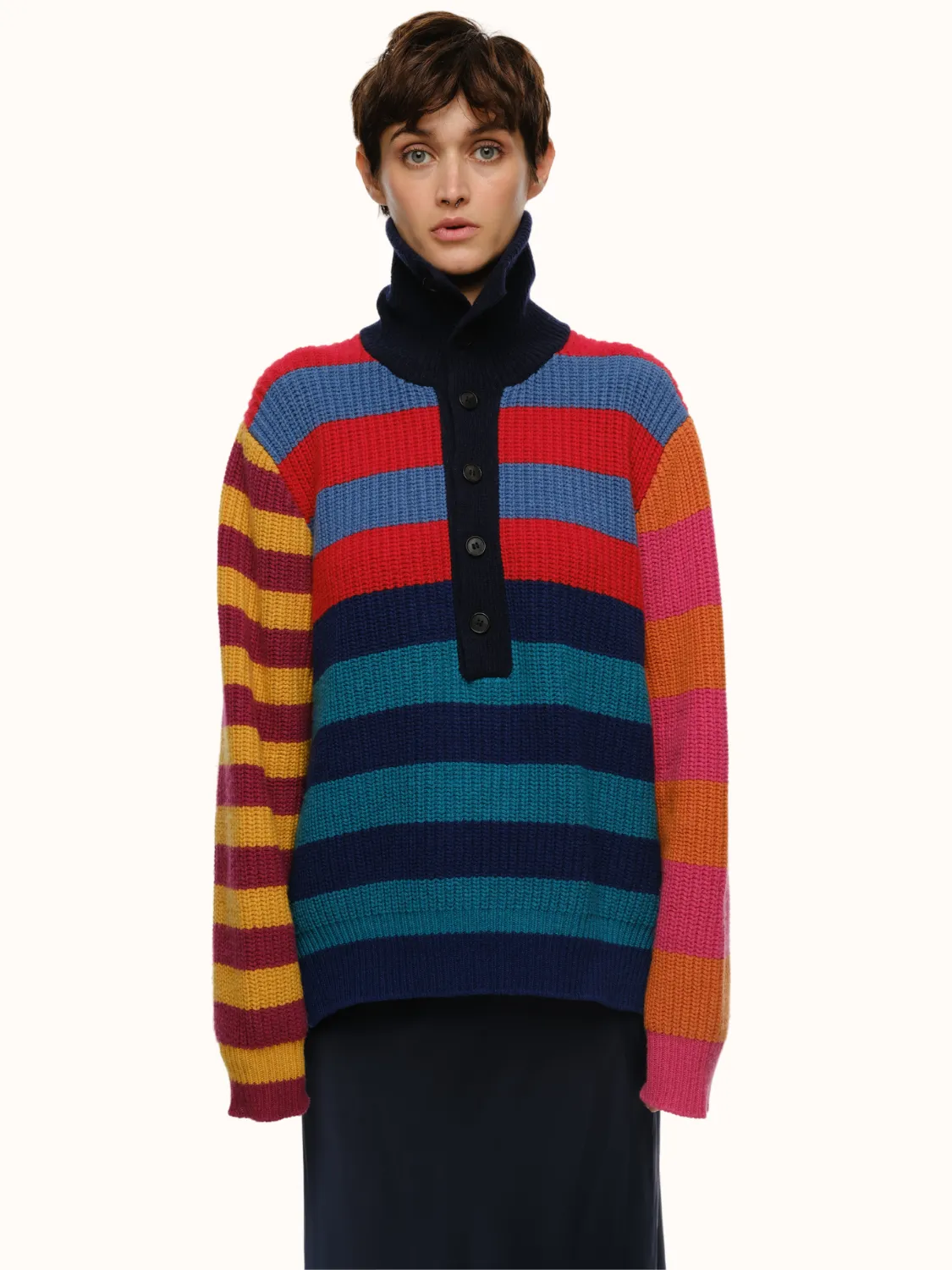 Parker Button Front Sweater in Recycled Cashmere & Recycled Wool