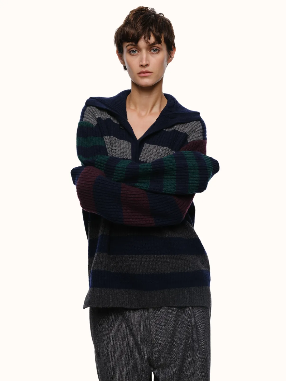 Parker Button Front Sweater in Recycled Cashmere & Recycled Wool