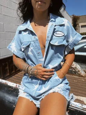 "AMERICAN DENIM" SHORT OVERALLS