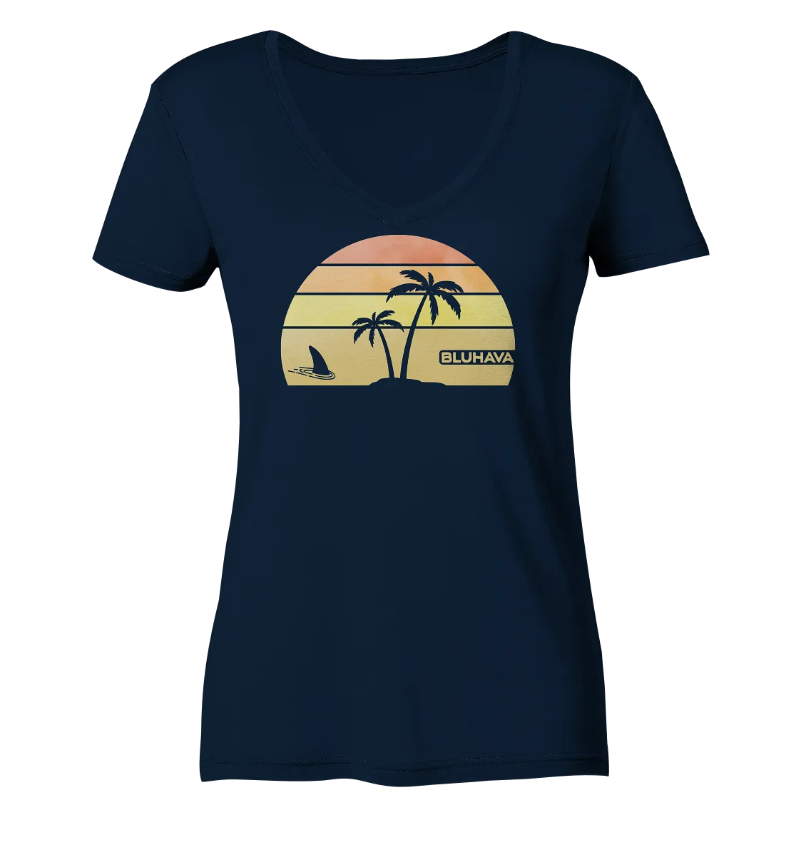 "Sunset Shark Place" - Damen Premium Organic V-Neck Shirt