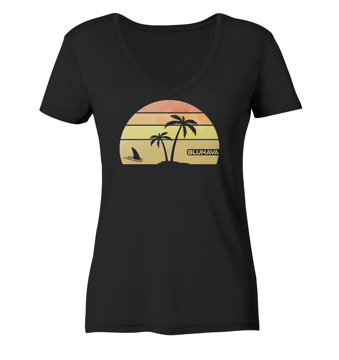 "Sunset Shark Place" - Damen Premium Organic V-Neck Shirt