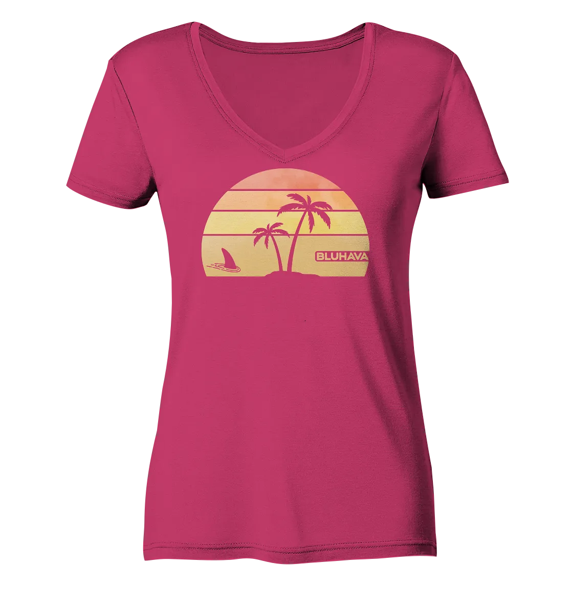 "Sunset Shark Place" - Damen Premium Organic V-Neck Shirt