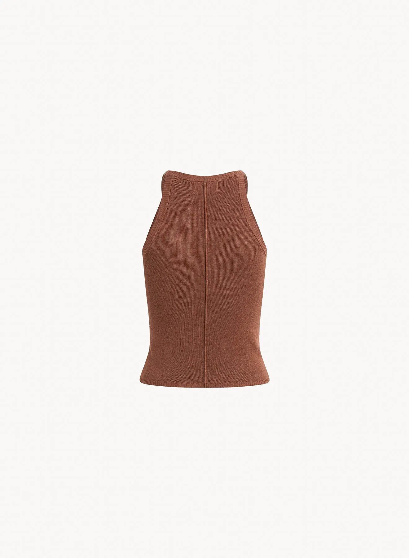 Rounded Neck Linen Jersey Tank - French Espresso