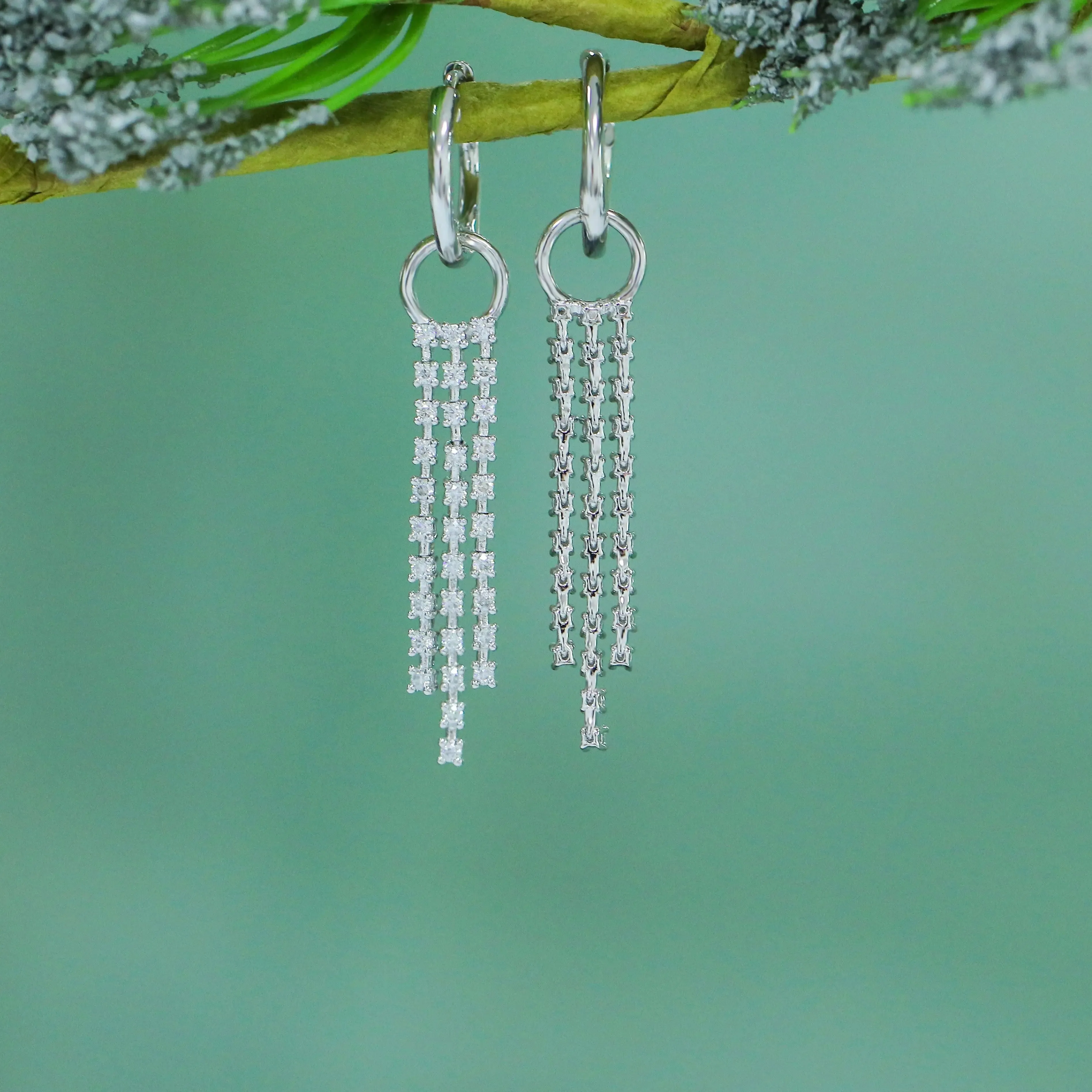 Silver or 14k White Gold Drop / Dangle Moissanite Earrings 1ctw