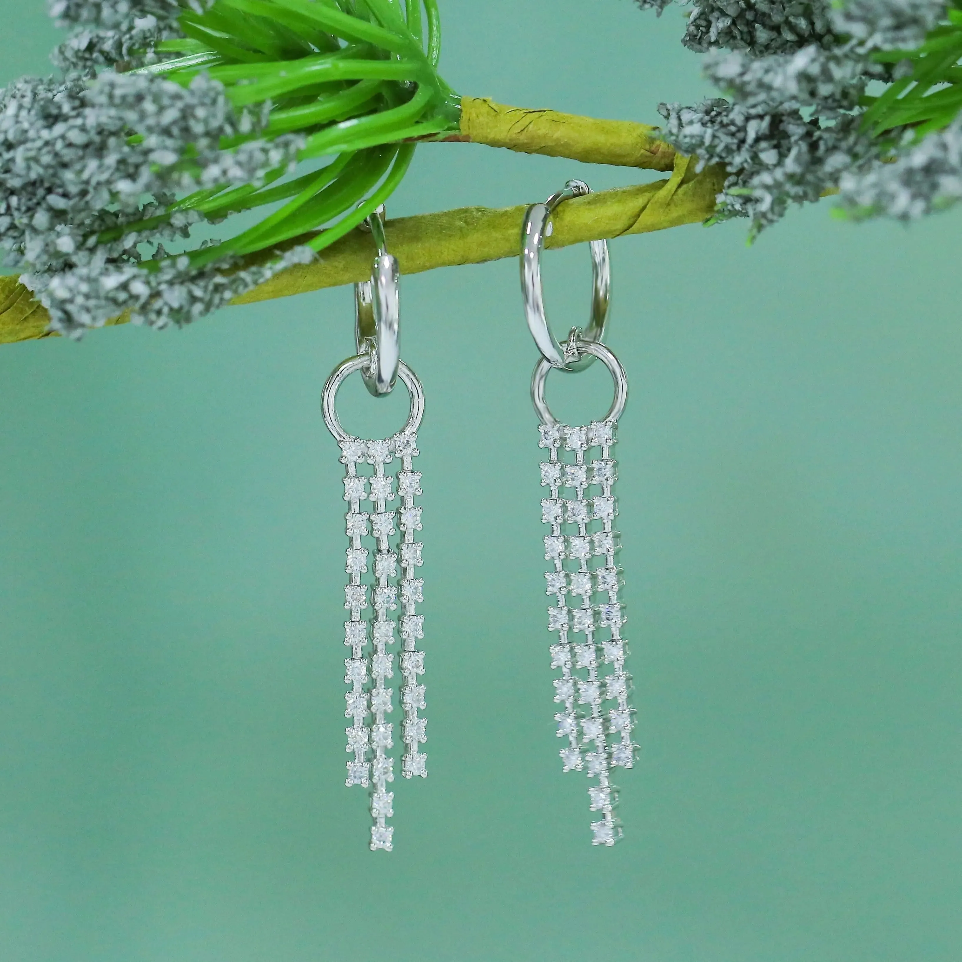 Silver or 14k White Gold Drop / Dangle Moissanite Earrings 1ctw